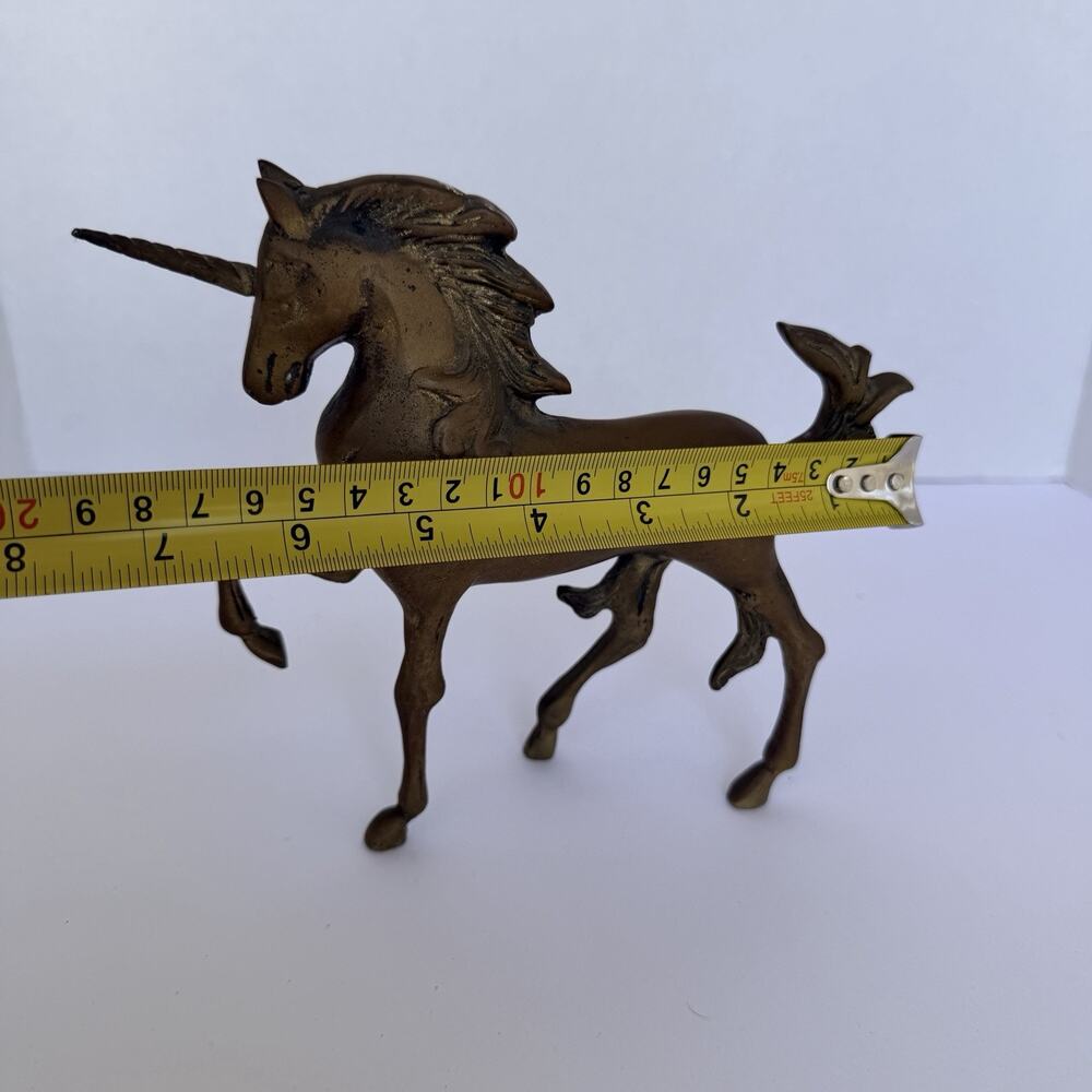 Vintage Brass Unicorn Fantasy Sculpture 6.5 Inch Mythical Figurine - Picture 6 of 8